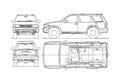 Blueprint Nissan Pathfinder SUV 1997 A4 Photo Print
