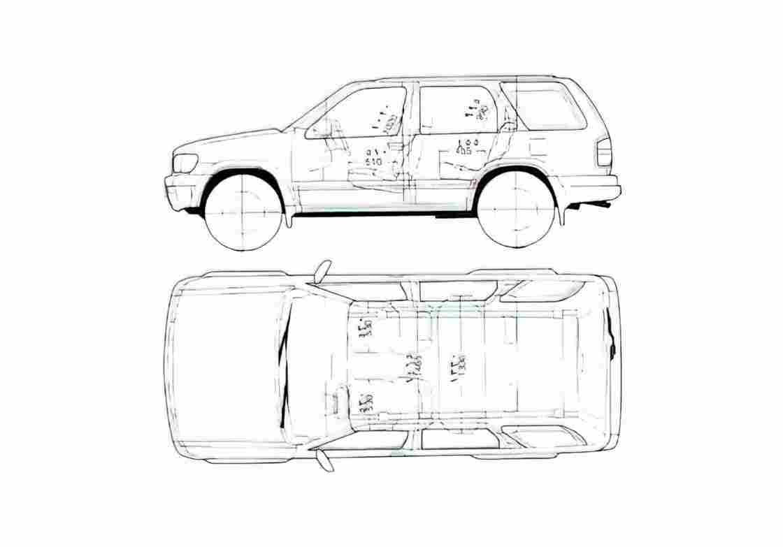 Blueprint Nissan Pathfinder SUV 2004 A4 Photo Print