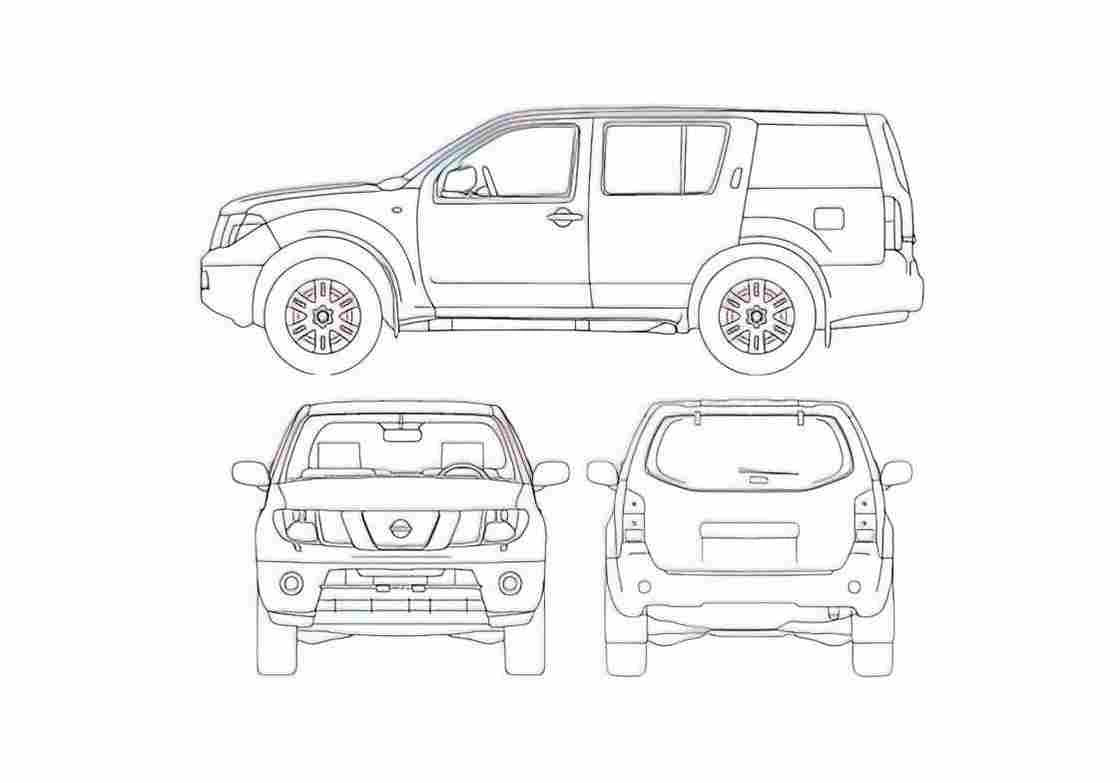 Blueprint Nissan Pathfinder SUV 2005 A4 Photo Print