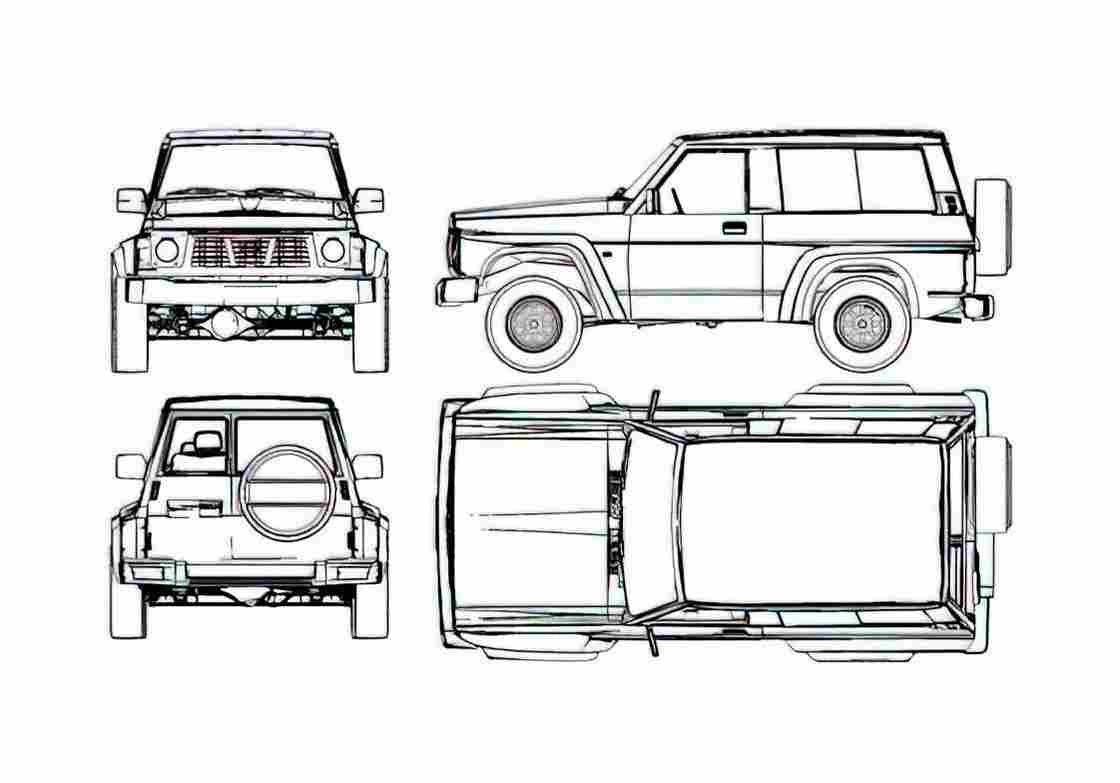 Blueprint Nissan Patrol GR SUV 1980 A4 Photo Print