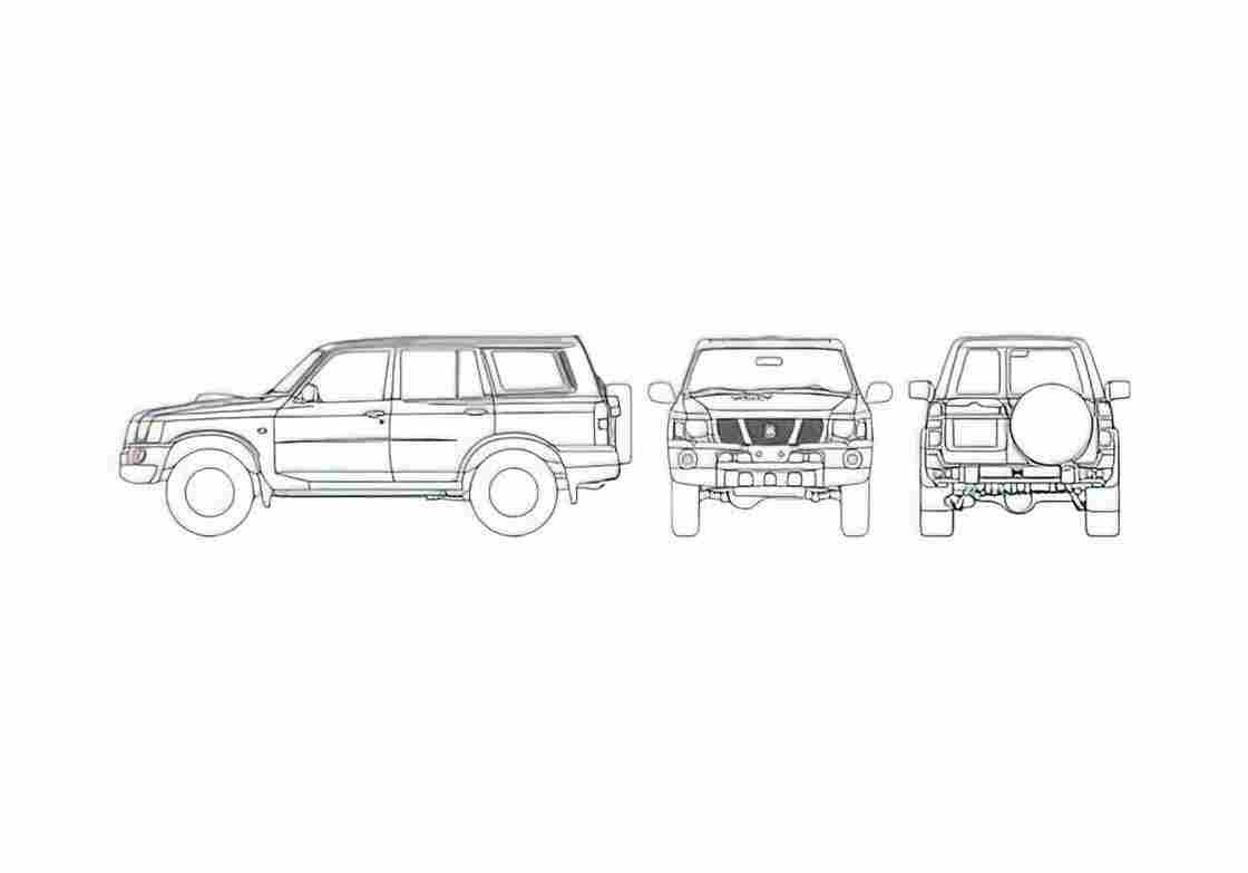 Blueprint Nissan Patrol LWB SUV 2005 A4 Photo Print