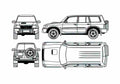 Blueprint Nissan Patrol Wagon SUV 2005 A4 Photo Print