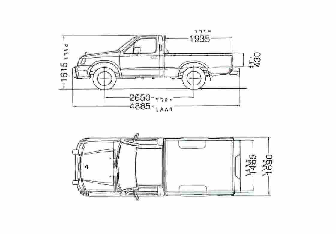 Blueprint Nissan Pick up 4x2 Regular Bed Pick up 1999 A4 Photo Print