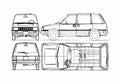 Blueprint Nissan Prairie Hatchback 1983 A4 Photo Print