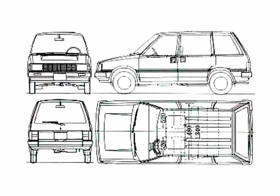 Blueprint Nissan Prairie Hatchback 1983 A4 Photo Print