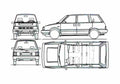 Blueprint Nissan Prairie Minivan 1985 A4 Photo Print