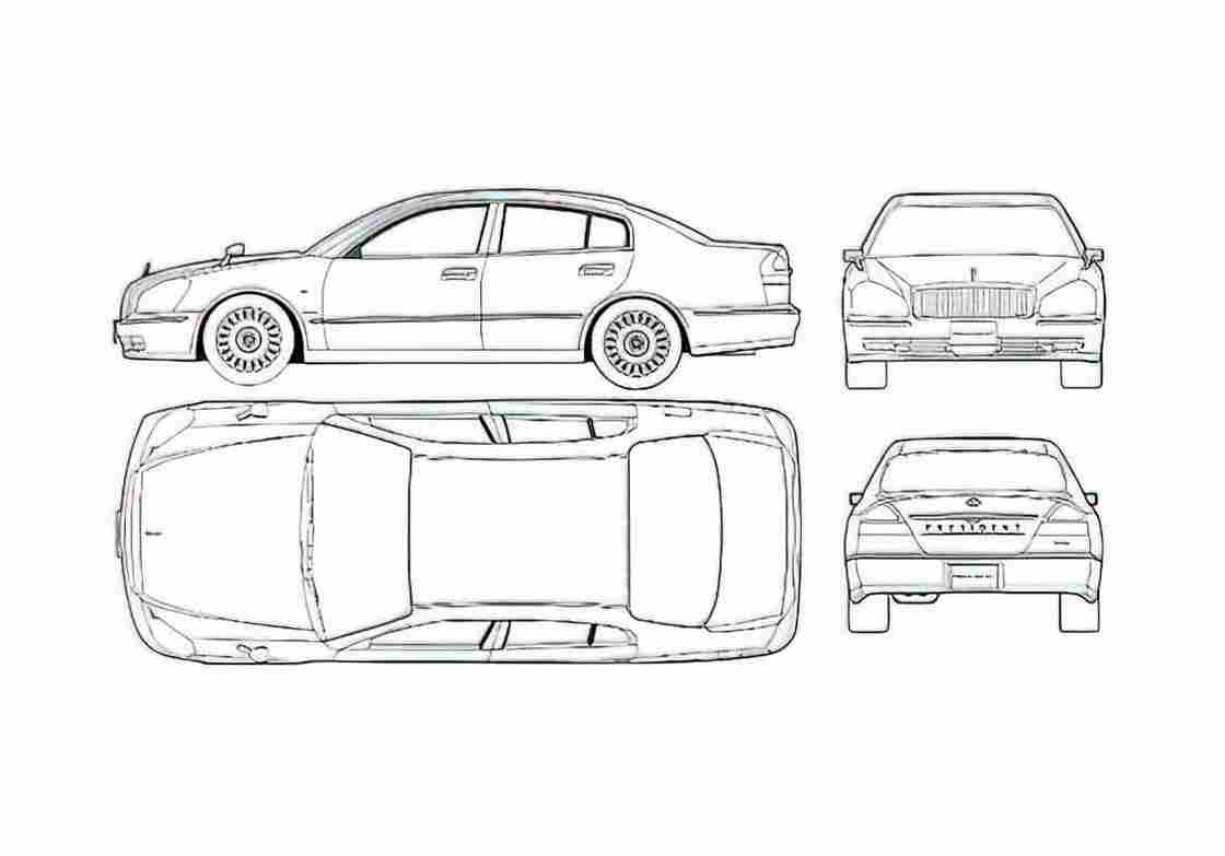 Blueprint Nissan President F50 Sedan 2005 A4 Photo Print