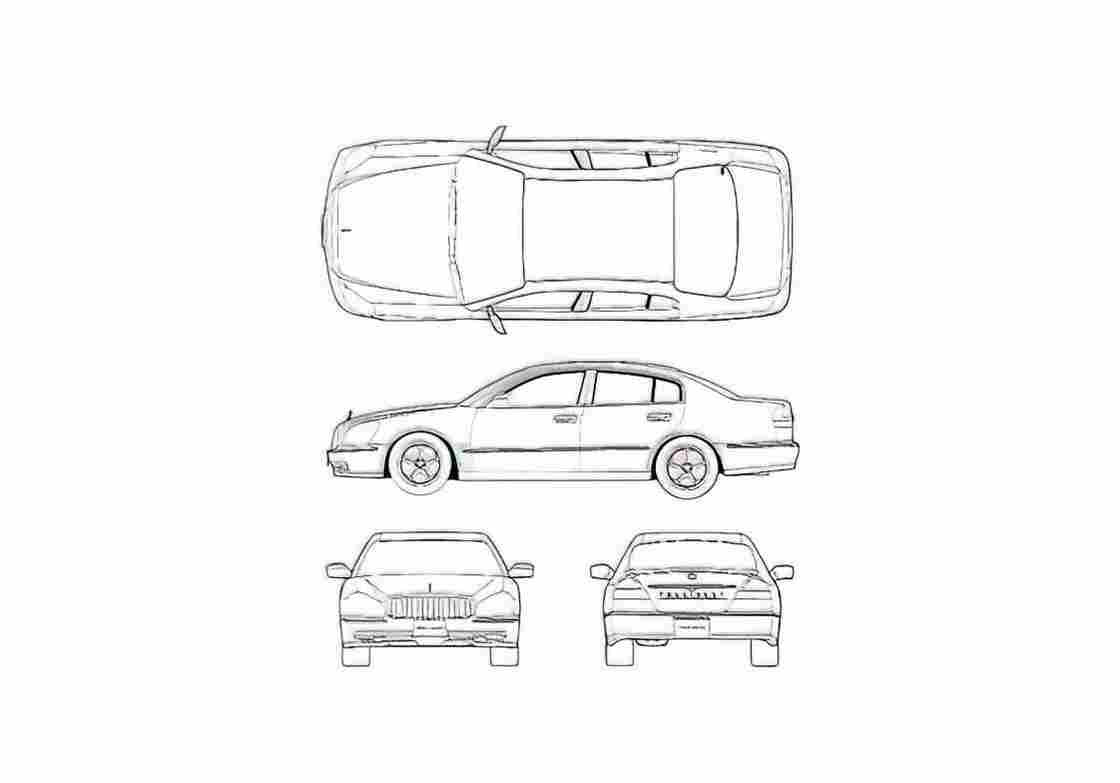 Blueprint Nissan President Sedan 2003 A4 Photo Print
