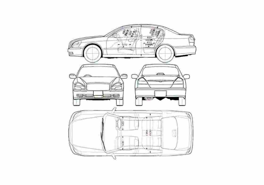 Blueprint Nissan President Sedan 2005 A4 Photo Print