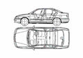 Blueprint Nissan Primera 4 door Sedan 2000 A4 Photo Print
