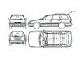 Blueprint Nissan Primera Estate Wagon 1995 A4 Photo Print