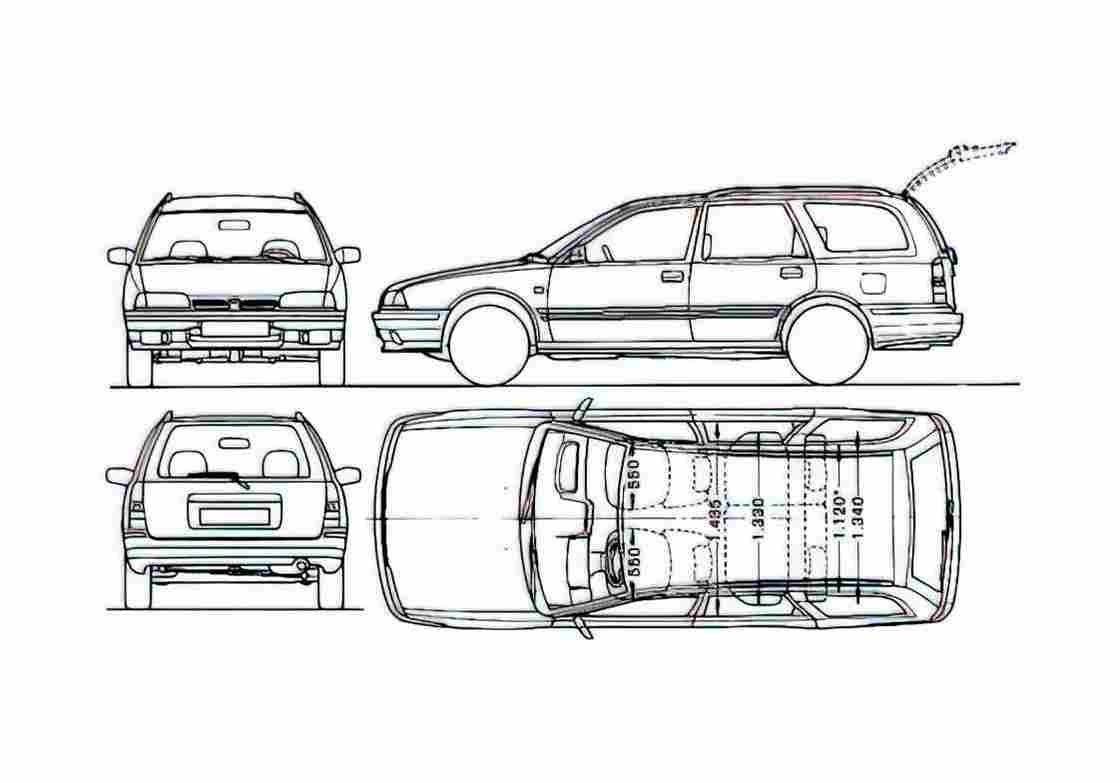 Blueprint Nissan Primera Estate Wagon 1995 A4 Photo Print