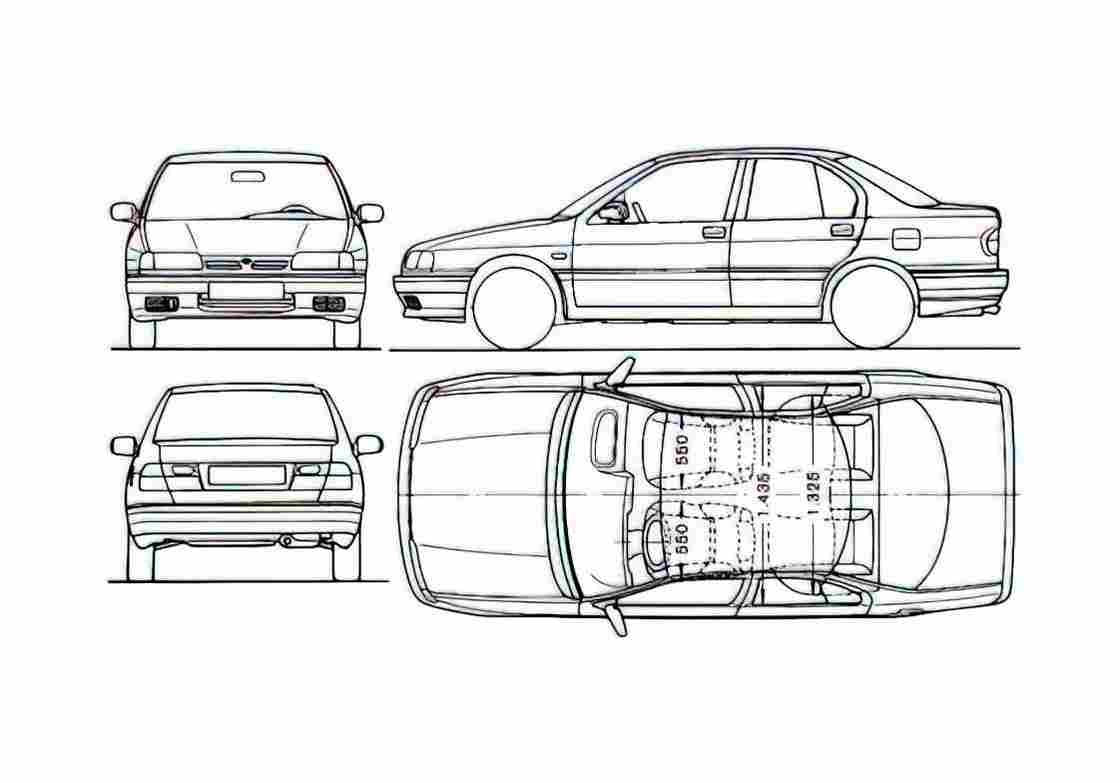 Blueprint Nissan Primera Sedan 1995 A4 Photo Print