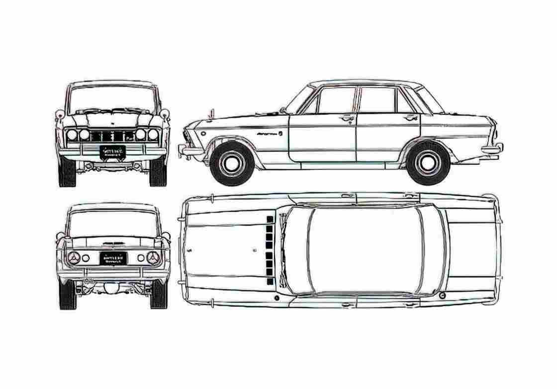 Blueprint Nissan Prince Skyline S54B 2000GT Sedan 1964 A4 Photo Print