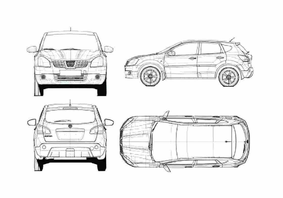 Blueprint Nissan Qashqai Wagon 2007 A4 Photo Print
