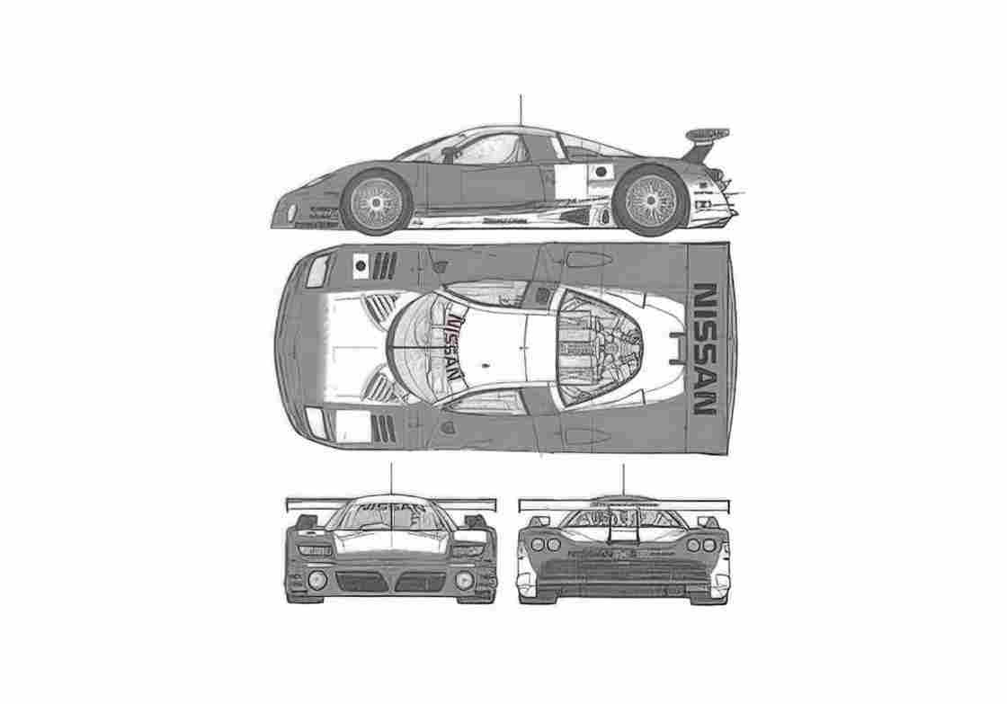 Blueprint Nissan R 390 GT Coupe A4 Photo Print