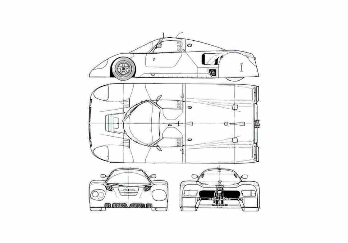 Blueprint Nissan R89C Le Mans Coupe 1989 A4 Photo Print