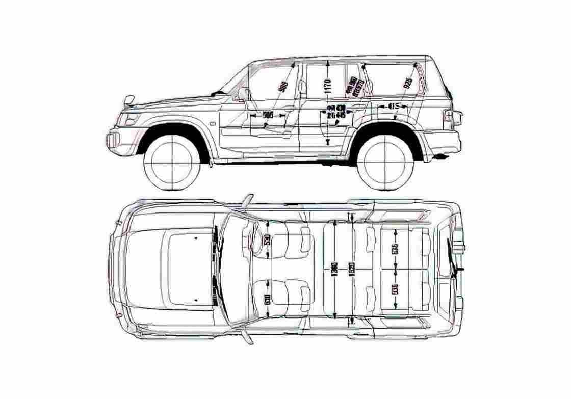 Blueprint Nissan Safari 5 door SUV 2001 A4 Photo Print