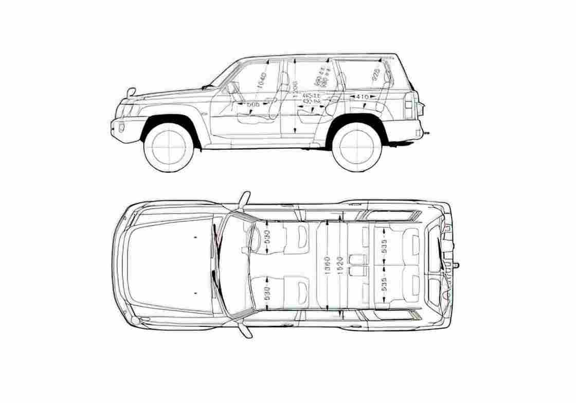 Blueprint Nissan Safari 5 door SUV 2005 A4 Photo Print