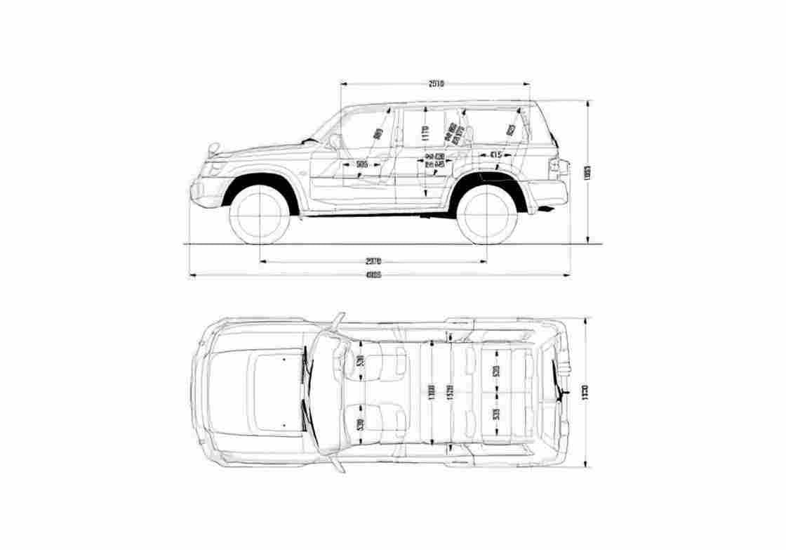 Blueprint Nissan Safari SUV 2004 A4 Photo Print