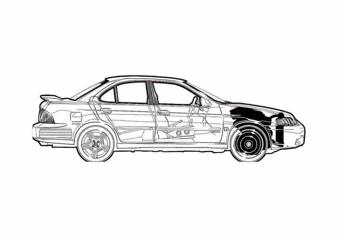 Blueprint Nissan Sentra SE R Sedan 2002 A4 Photo Print