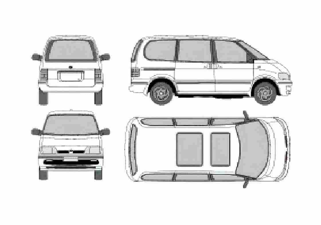 Blueprint Nissan Serena Minivan 1996 A4 Photo Print