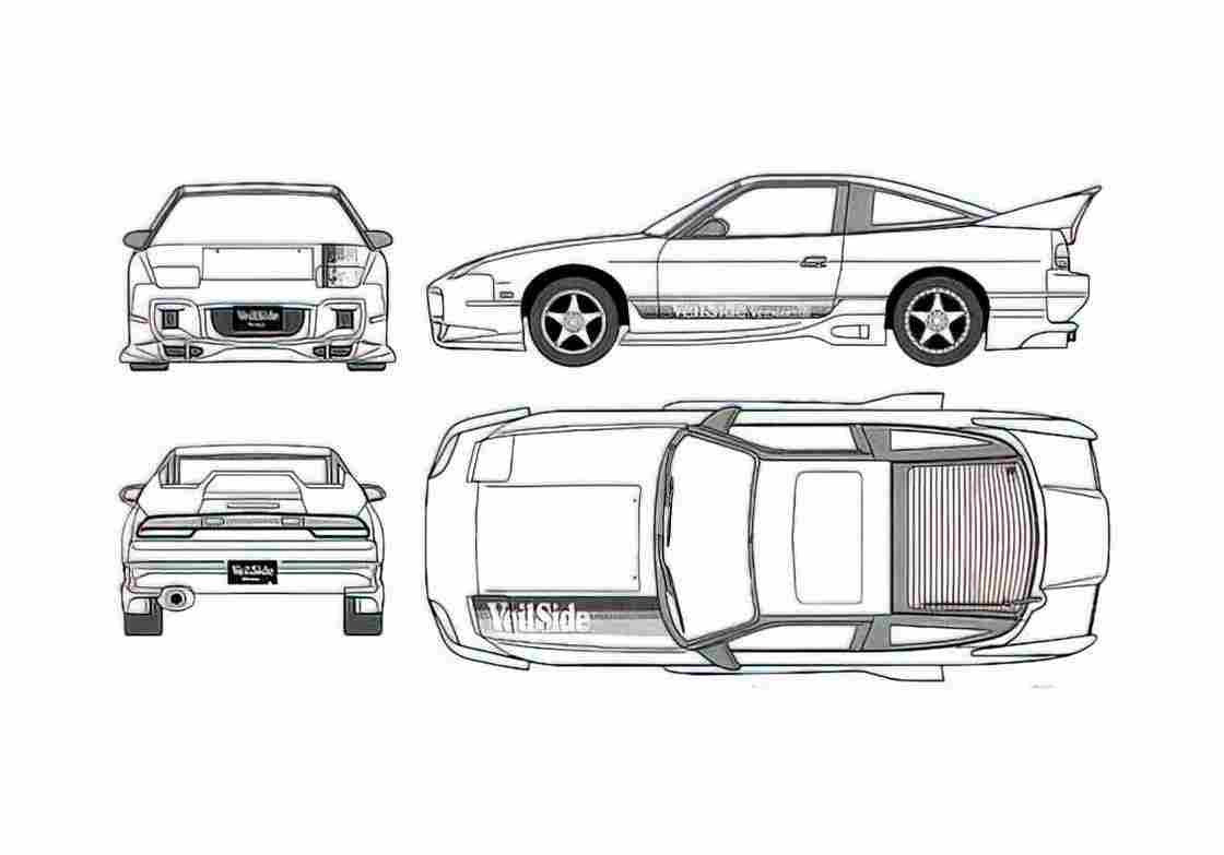 Blueprint Nissan Silvia 180SX S13 Coupe 1989 A4 Photo Print
