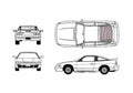 Blueprint Nissan Silvia RPS13 Sileighty Coupe 1988 A4 Photo Print