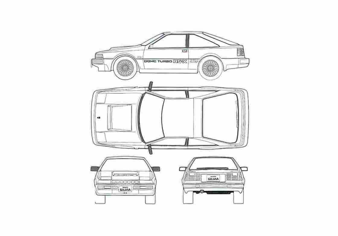 Blueprint Nissan Silvia S12 RS X Hatchback 1984 A4 Photo Print