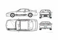 Blueprint Nissan Silvia S14 Veilside Coupe 1995 A4 Photo Print