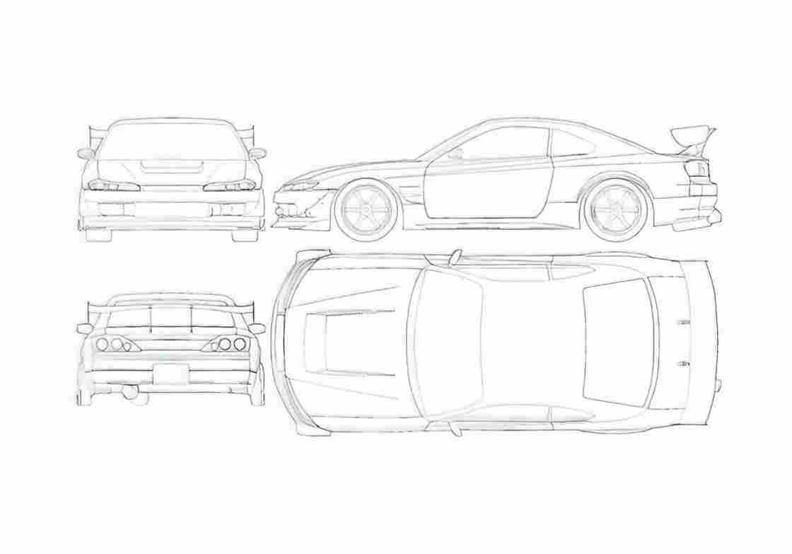 Blueprint Nissan Silvia S15 Coupe 2000 A4 Photo Print