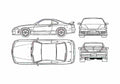 Blueprint Nissan Silvia S15 Coupe 2001 A4 Photo Print