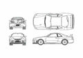 Blueprint Nissan Skyline BNR34 GT R Nismo Coupe 2005 A4 Photo Print