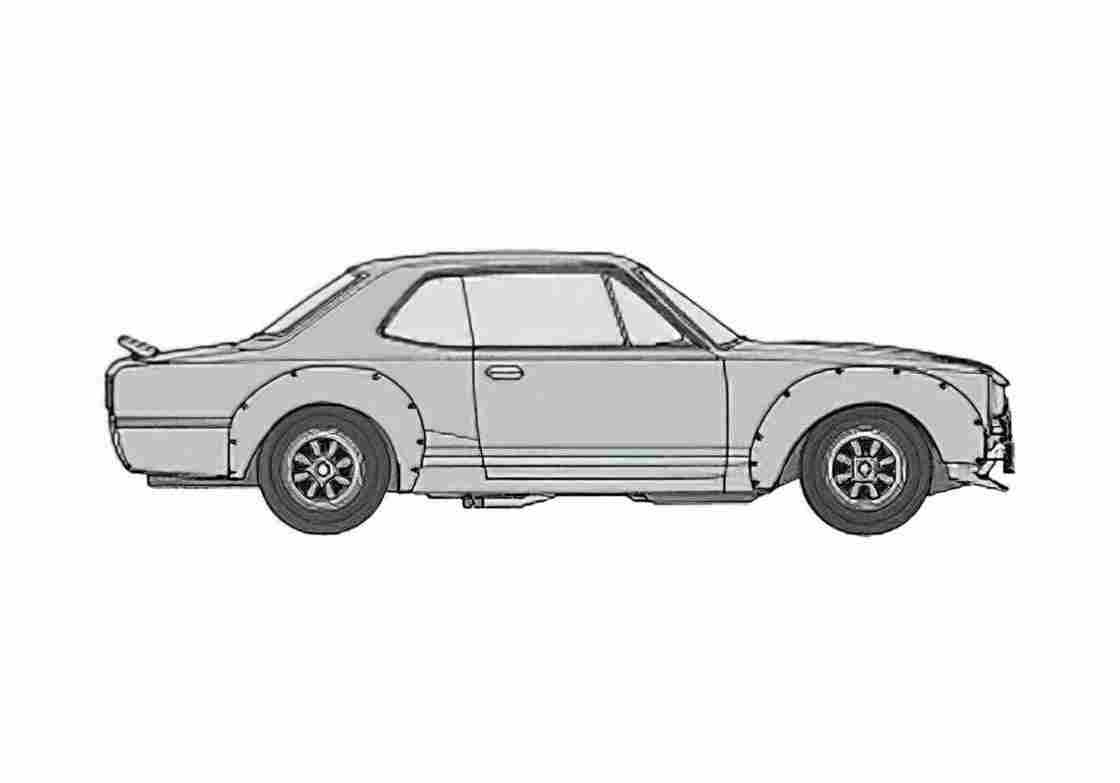 Blueprint Nissan Skyline C10 GT R Coupe 1969 A4 Photo Print