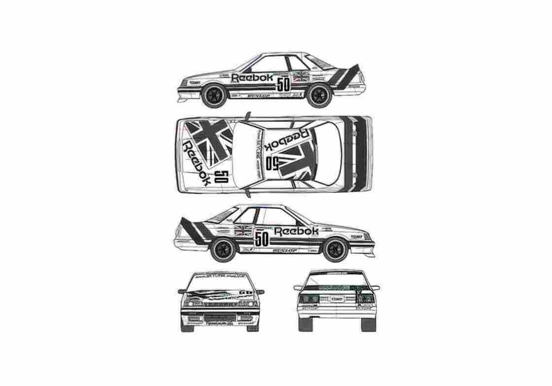 Blueprint Nissan Skyline GS R HR31 Reebok Coupe 1989 A4 Photo Print