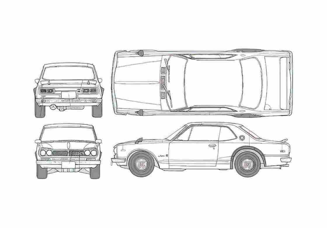 Blueprint Nissan Skyline GT R 2000 Coupe 1987 A4 Photo Print