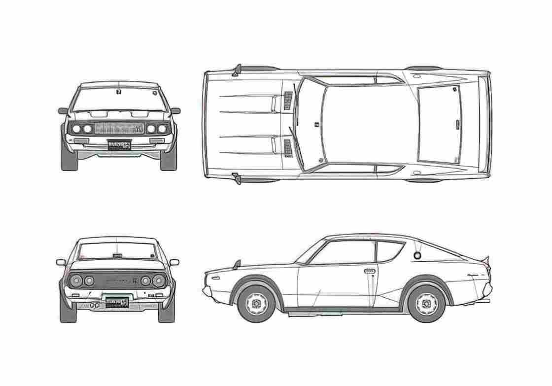 Blueprint Nissan Skyline GT R 73 KPGC110 Coupe 1973 A4 Photo Print