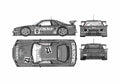 Blueprint Nissan Skyline GT R Coupe 2003 A4 Photo Print