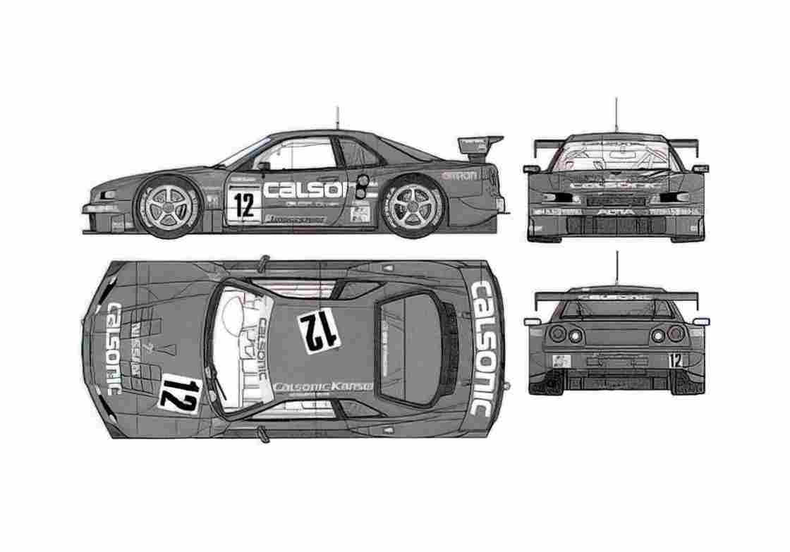 Blueprint Nissan Skyline GT R Coupe 2003 A4 Photo Print