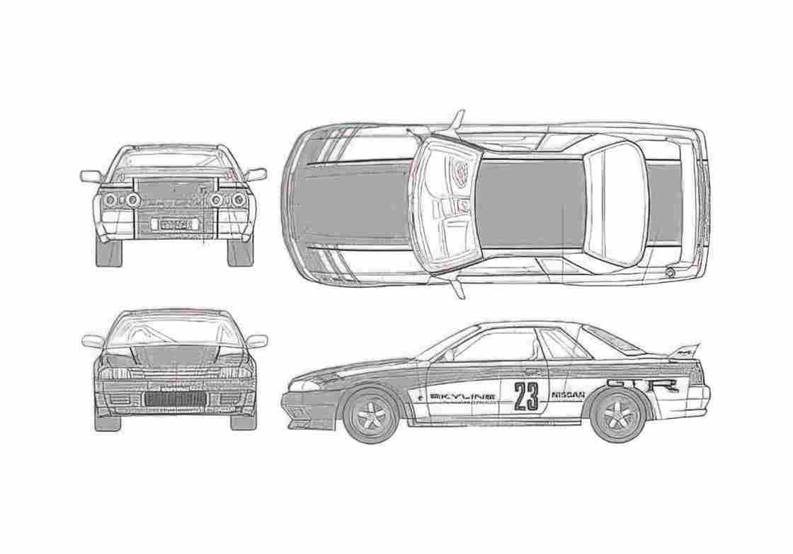 Blueprint Nissan Skyline GT R Coupe A4 Photo Print