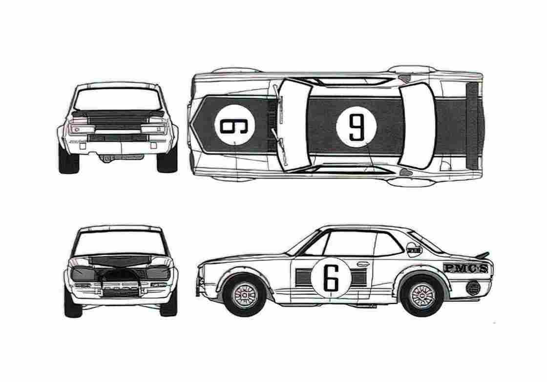 Blueprint Nissan Skyline GT R Japan GP Coupe 1969 A4 Photo Print