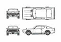 Blueprint Nissan Skyline GT R KPGC110 Coupe 1972 A4 Photo Print