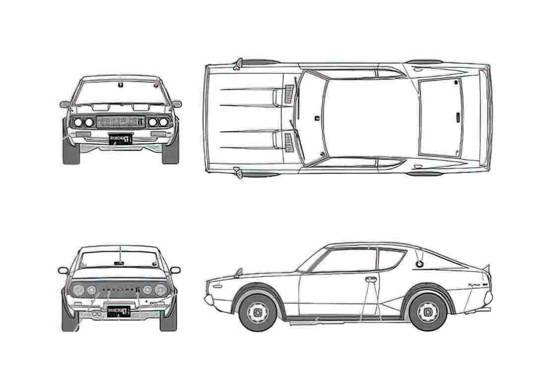 Blueprint Nissan Skyline GT R KPGC110 Limited Edition Coupe 1973 A4 Photo Print