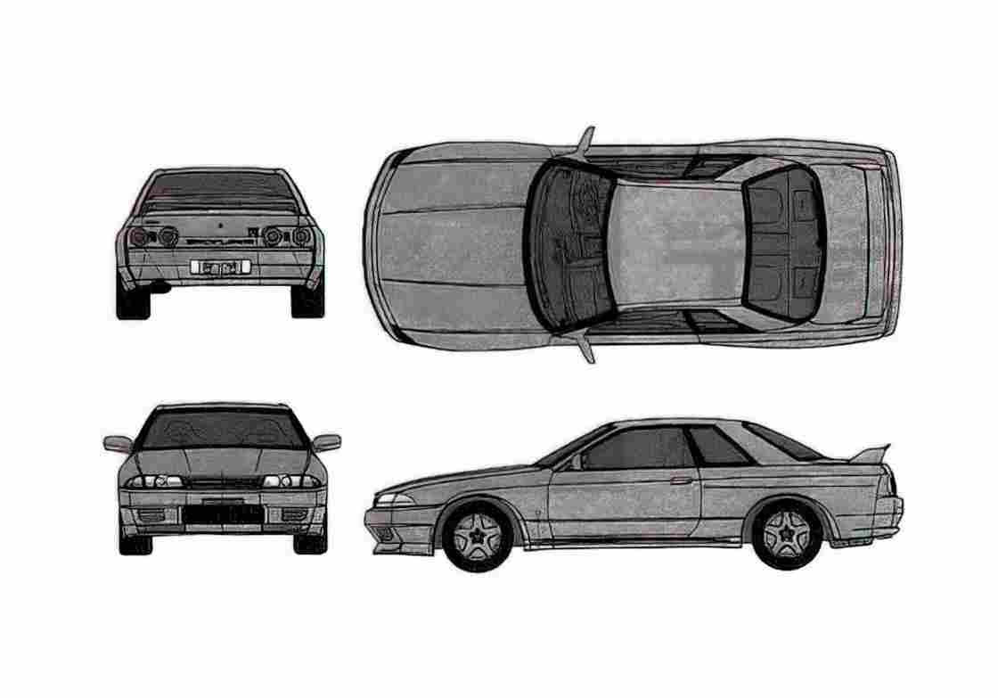 Blueprint Nissan Skyline GT R R32 Coupe 1989 A4 Photo Print