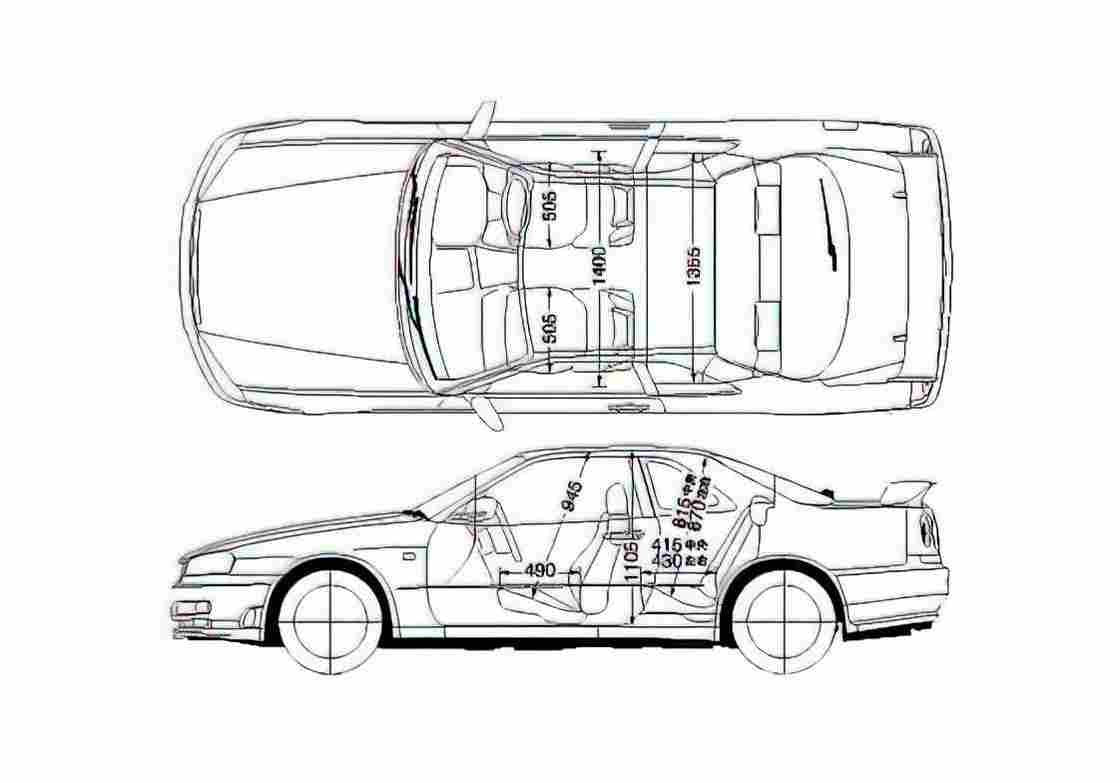 Blueprint Nissan Skyline GT R34 Coupe 2001 A4 Photo Print