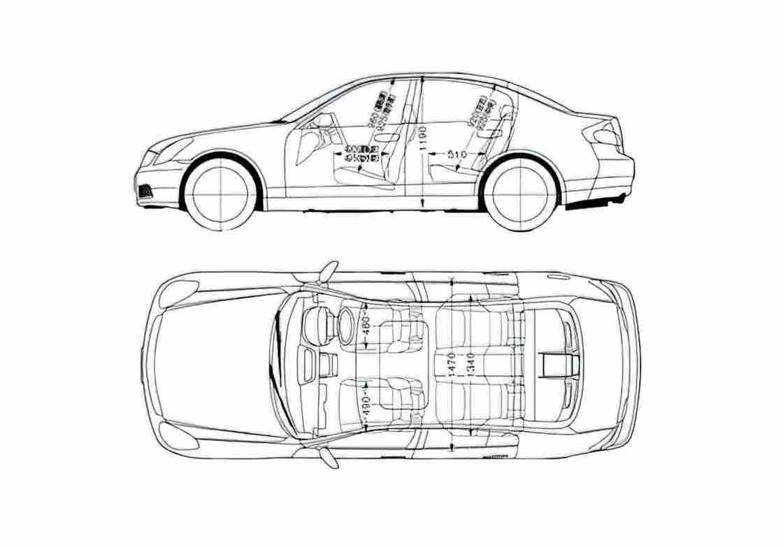 Blueprint Nissan Skyline GT R35 4 door Sedan 2005 A4 Photo Print