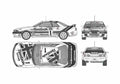 Blueprint Nissan Skyline GTR Coupe 1995 A4 Photo Print