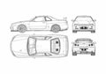 Blueprint Nissan Skyline GTR R34 V SPEC II Coupe 2000 A4 Photo Print