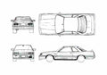 Blueprint Nissan Skyline GTS HR31 Coupe 1988 A4 Photo Print