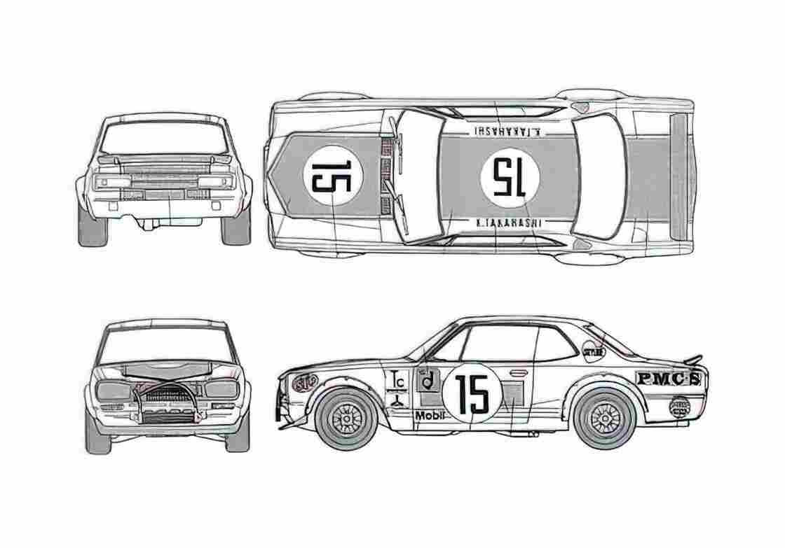 Blueprint Nissan Skyline KPGC10 Coupe 1970 A4 Photo Print